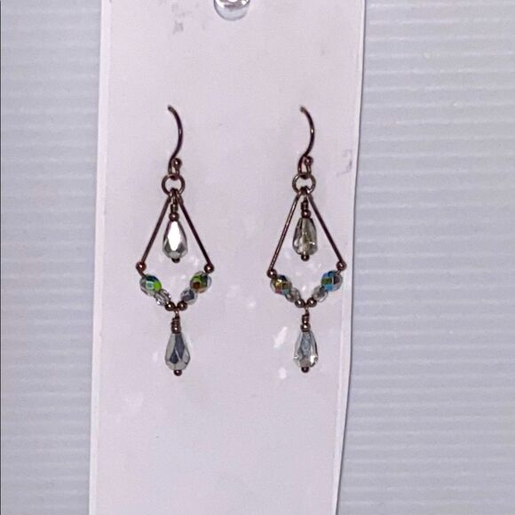 Elegant Vintage Rhinestone Two Tone Drop Dangle Boho Earrings - Picture 1 of 5